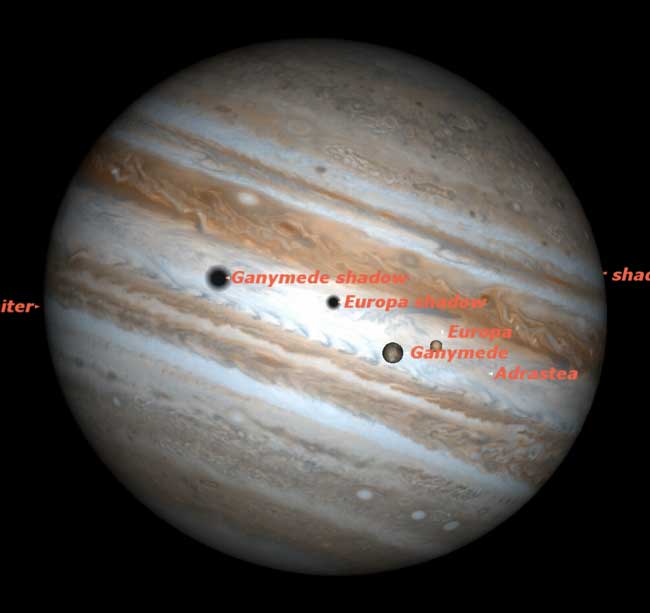 Two Moons to Pass in Front of Jupiter Wednesday Night